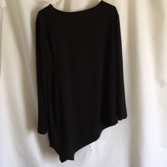 Black Beaded Pocket Long  Sleeve Stretchy Shirt 2X - Picture 3 of 7